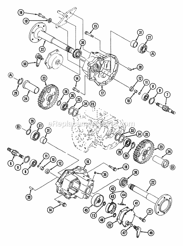 Rear Axle Diagram and Parts List for 544-412D100, 546-412D100 Cub Cadet Lawn Tractor